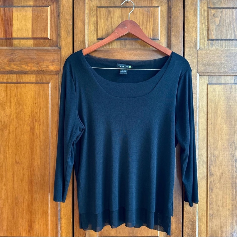 Babette Black Fitted 3/4 Sleeve Blouse